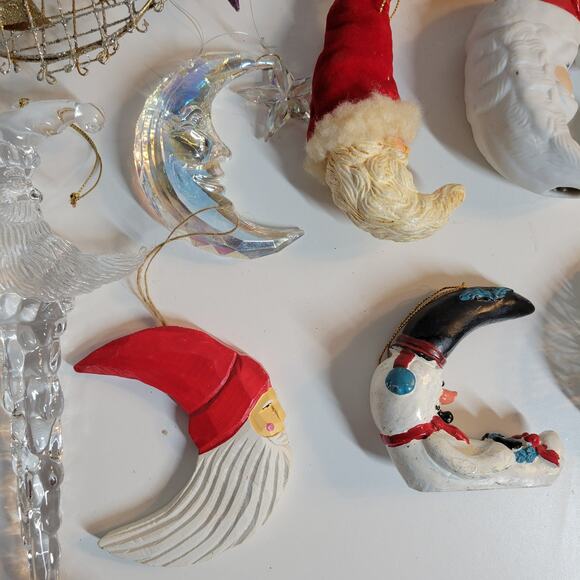 Vintage Moon Santa Claus Ornaments Christmas Tree Anthropomorphic Crescents 24 - Picture 7 of 16